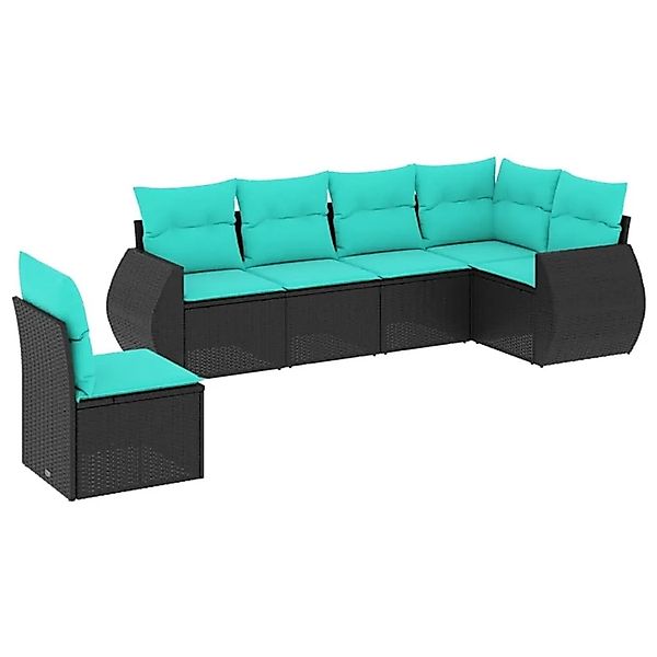 vidaXL 6-Tlg Gartensofa-Set mit Kissen Schwarz Polyrattan 3221426 günstig online kaufen
