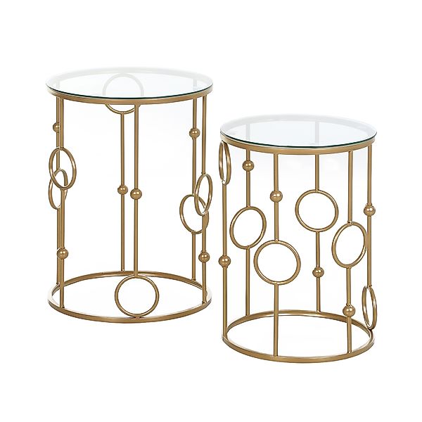 HOMCOM 2er-Set Couchtisch, Beistelltisch mit Glasplatte, Wohnzimmertisch mi günstig online kaufen