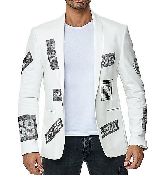 Denim Distriqt Jerseysakko Herren Sakko mit Strass veredelt Totenkopf Sakko günstig online kaufen