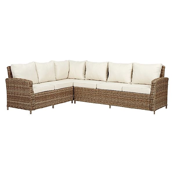 ebuy24 Gram Gartensofa Eck mit Sitzkissen Natur und Offwhite günstig online kaufen