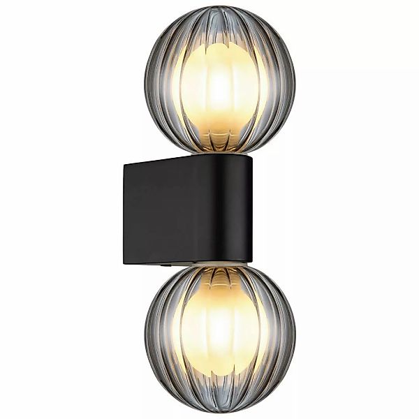 GLOBO LED-Wandleuchte Rauch schwarz Glas Aluminium B/H: ca. 10x26,5 cm 2 Br günstig online kaufen