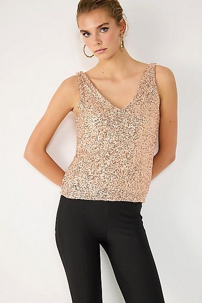 No Matter What Blusentop Rosa Pailletten V-Ausschnitt Bluse günstig online kaufen
