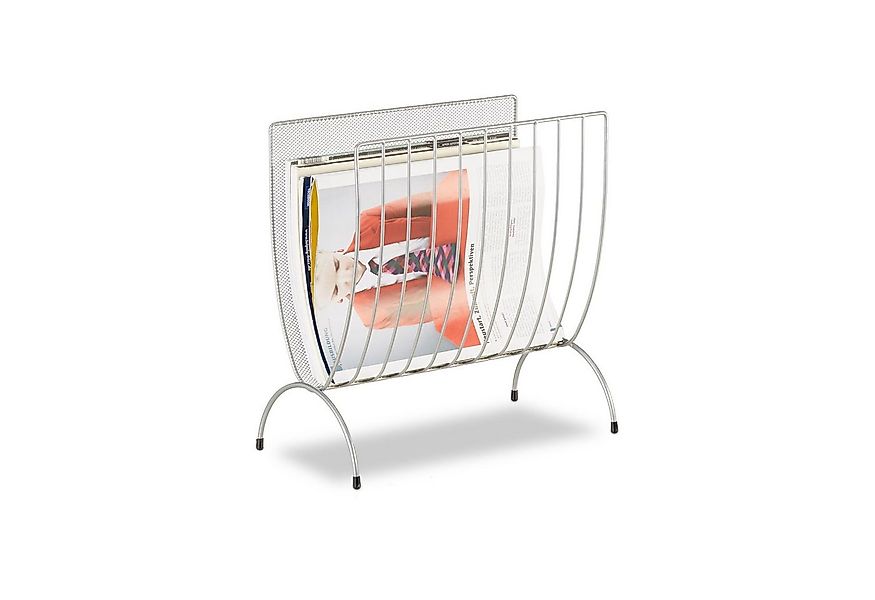 relaxdays Zeitungsständer Metall, silber günstig online kaufen