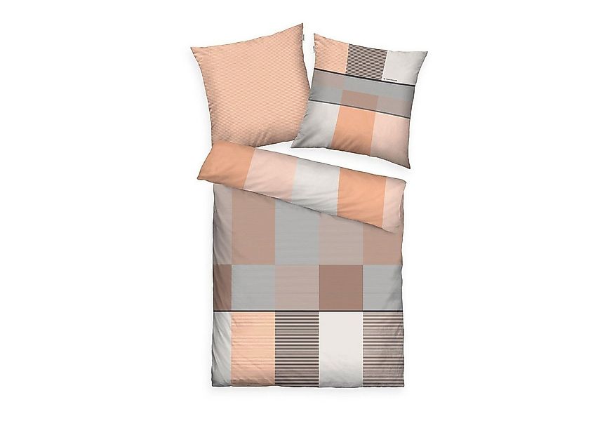 TOM TAILOR Bettwäsche Satin-Wende-Bettwäsche KARO, Pfirsich, 155x220 cm, Ba günstig online kaufen