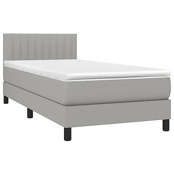 vidaXL Boxspringbett mit Matratze & LED Hellgrau 100x200 cm Stoff 3133293 günstig online kaufen