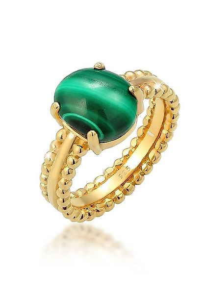 Elli Premium Fingerring Malachit Grün 925 Sterling Silber vergoldet günstig online kaufen