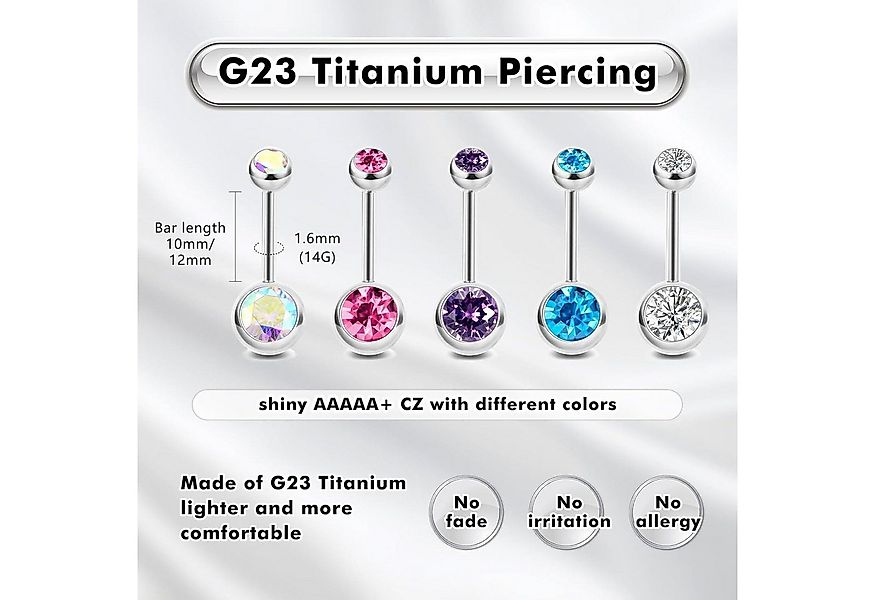 LuxusKollektion Bauchnabelpiercing G23 Titan Bauchnabelpiercing Gold Silber günstig online kaufen