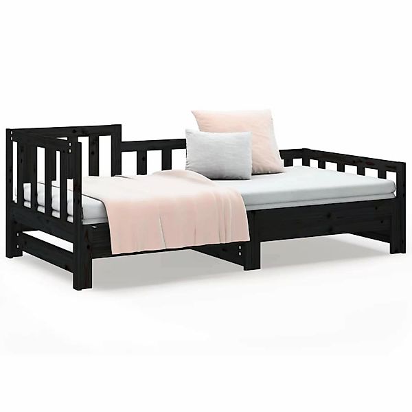 vidaXL Tagesbett Ausziehbar Schwarz 2x(80x200) cm Massivholz Kiefer1280252 günstig online kaufen