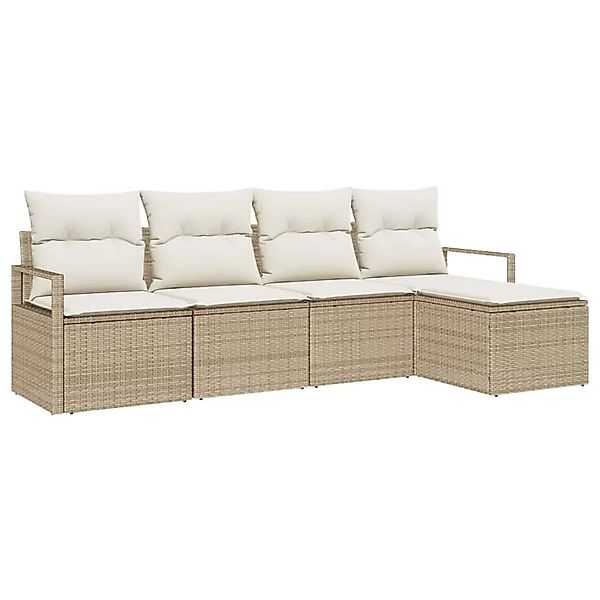 vidaXL Sofa Set mit Kissen 5-Tlg Beige und Creme Poly-Rattan 3355010 günstig online kaufen