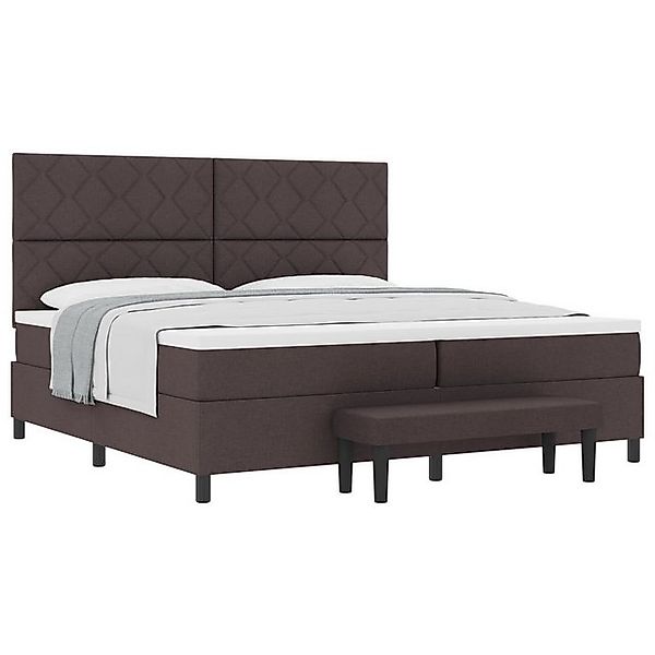 vidaXL Bett Boxspringbett mit Matratze & Bank Dunkelbraun 200x200 cm Stoff günstig online kaufen
