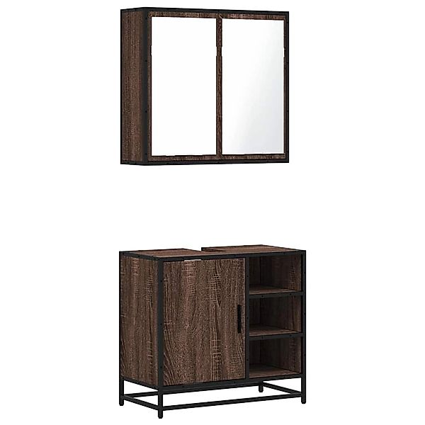 vidaXL 2-Tlg Badmöbel-Set Braun Eichen-Optik Holzwerkstoff 3300909 günstig online kaufen