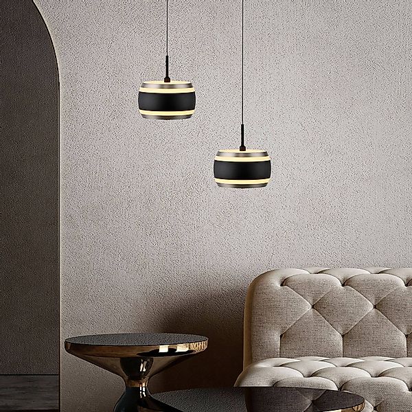 PURE LED-Hängelampe Falling Rings, schwarz, Ø 13 cm, CCT günstig online kaufen