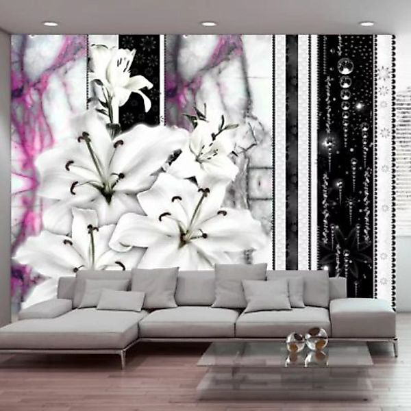 artgeist Fototapete Crying lilies on purple marble mehrfarbig Gr. 100 x 70 günstig online kaufen