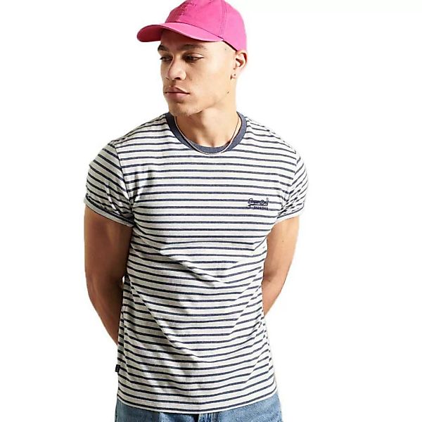 Superdry Orange Label Stripe Kurzarm T-shirt L Navy Stripe günstig online kaufen