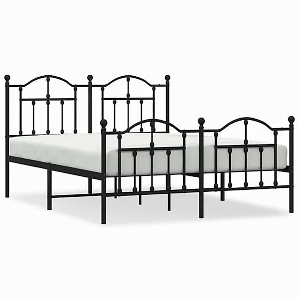 furnicato Bettgestell mit Kopf- und Fußteil Metall Schwarz 140x190 cm (1-tl günstig online kaufen