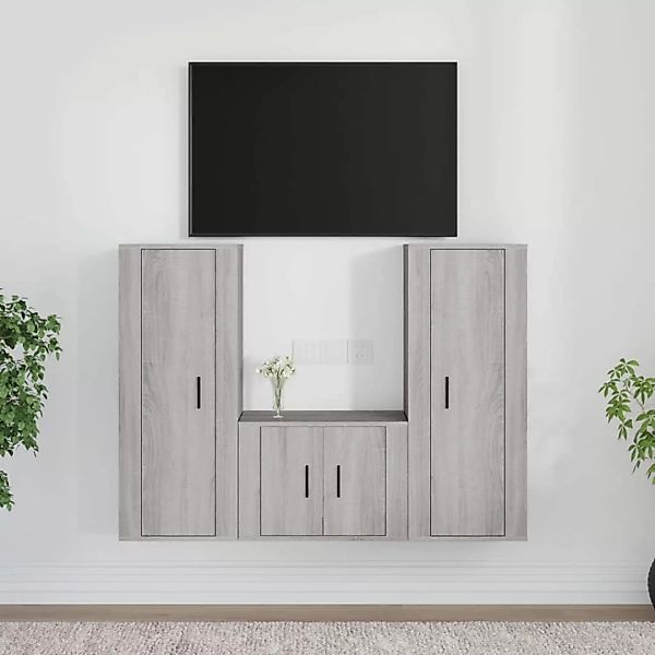 Vidaxl 3-tlg. Tv-schrank-set Grau Sonoma Holzwerkstoff günstig online kaufen