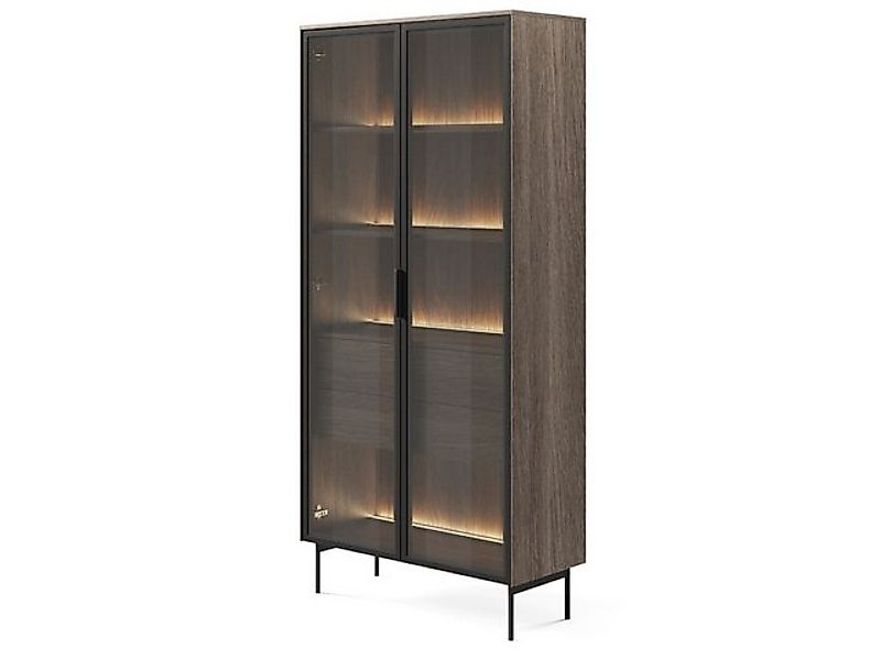 Compleo Glasvitrine mit 2 Schubladen, zweiturig, Stimmungsvolle LED-Beleuch günstig online kaufen