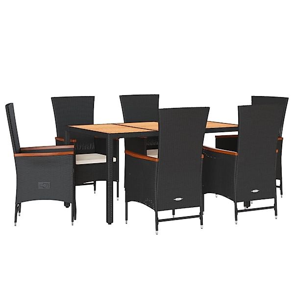 vidaXL 7-Tlg Garten-Essgruppe mit Kissen Schwarz Poly Rattan 3277514 günstig online kaufen