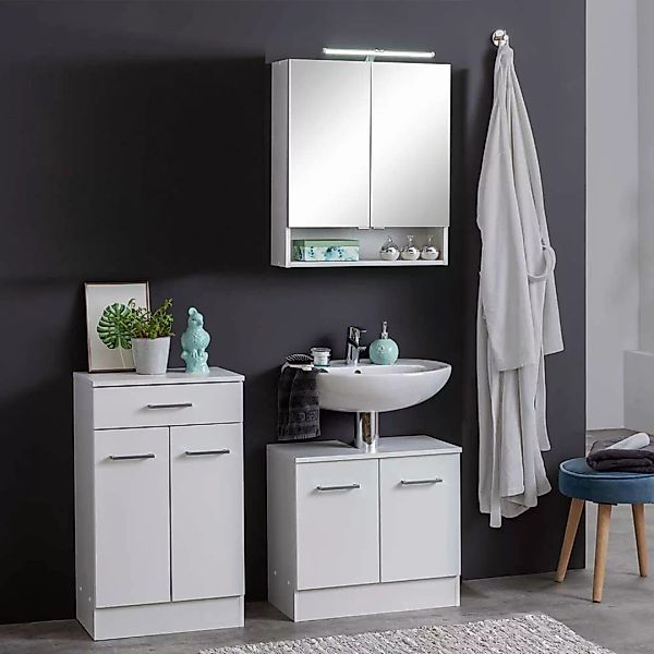 Badezimmermöbel Set in Weiß 110 cm breit (dreiteilig) günstig online kaufen