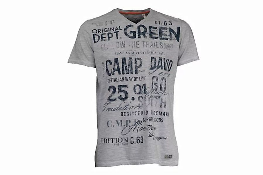 CAMP DAVID T-Shirt Camp David Streifenshirt mit V-Neck und Used Print günstig online kaufen