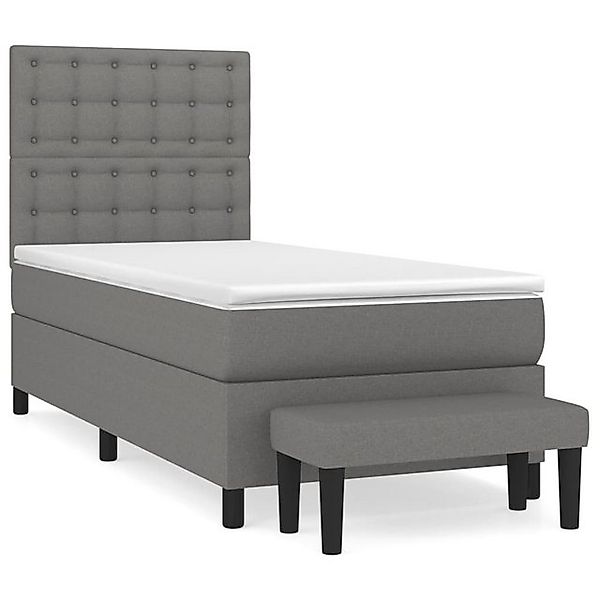vidaXL Boxspringbett, Boxbett mit Matratze Dunkelgrau 90x200 cm Stoff günstig online kaufen