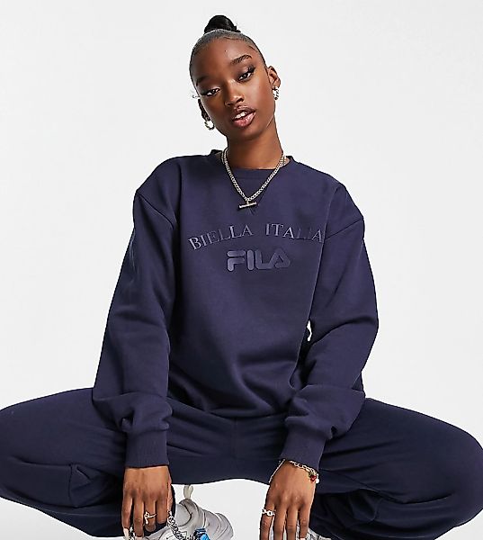 Fila – Oversized-Sweatshirt in Marineblau mit farblich abgestimmtem Logo günstig online kaufen
