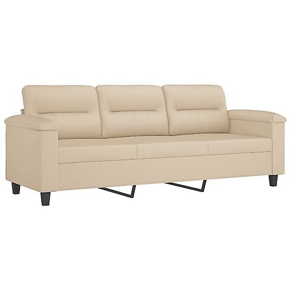 vidaXL Sofa, 3-Sitzer-Sofa Creme 180 cm Mikrofasergewebe günstig online kaufen