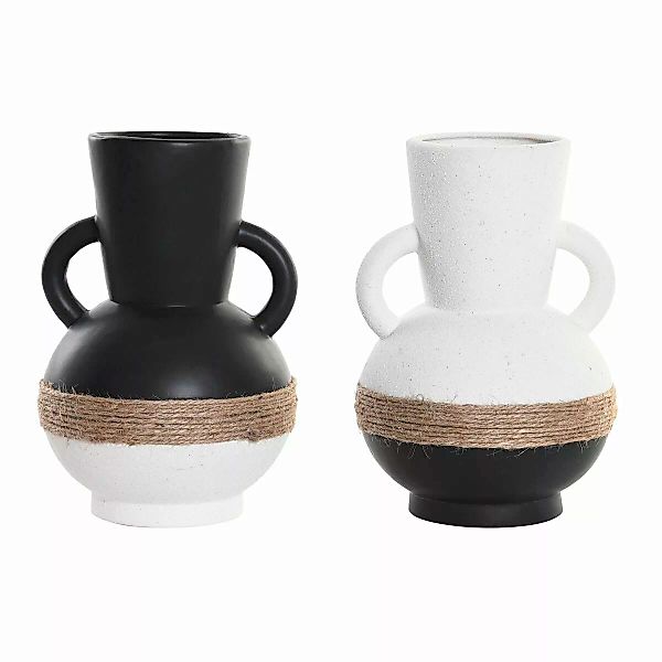 Vase Dkd Home Decor Aus Keramik Schwarz Braun Schnur Weiß (16,5 X 16,5 X 24 günstig online kaufen