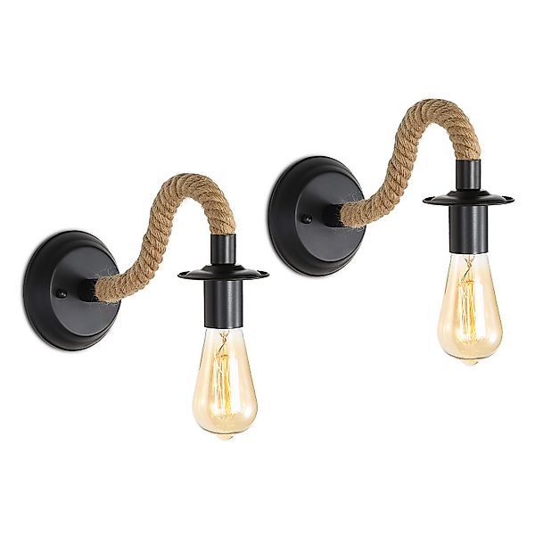 Riserva Wandleuchte Vintage Wandleuchte (2er),Hanfseil Wandleuchte,E27 günstig online kaufen