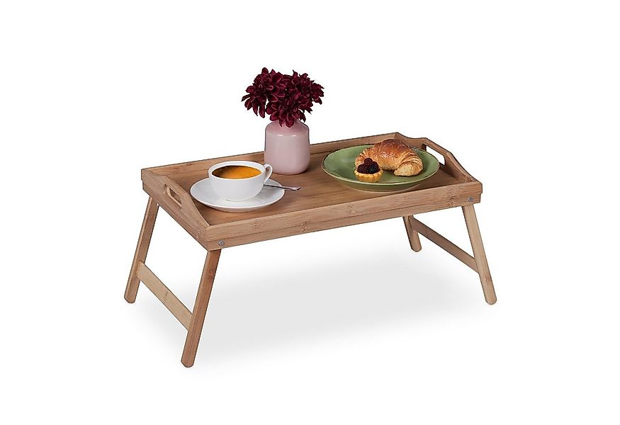 relaxdays Tabletttisch Klappbares Betttablett aus Bambus günstig online kaufen