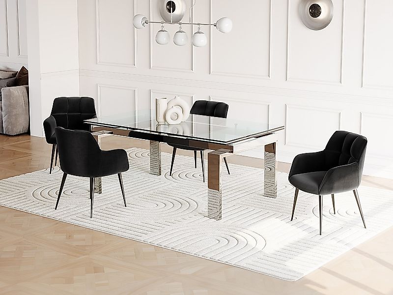 Esstisch ausziehbar - Glas & Metall - 8-10 Personen - LUBANA günstig online kaufen