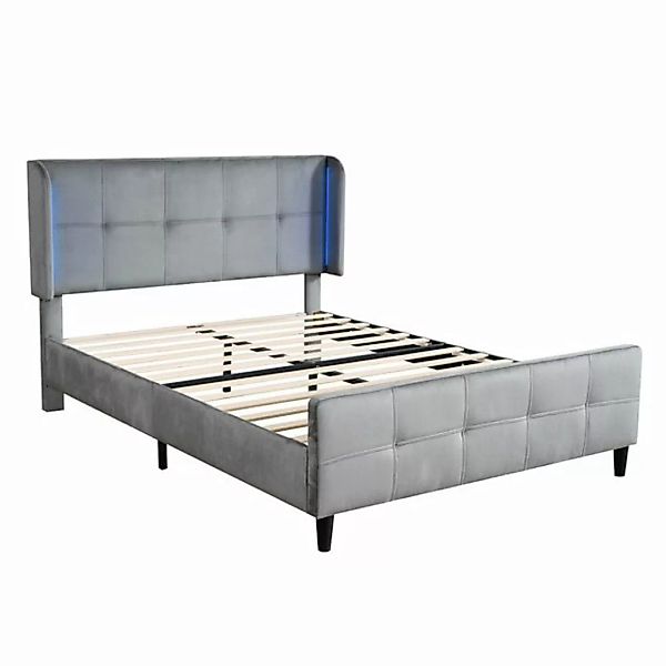 DOPWii Bett Doppelbett mit 16-farbiger Leisten,Bettkopf in 3 Höhen Verstell günstig online kaufen