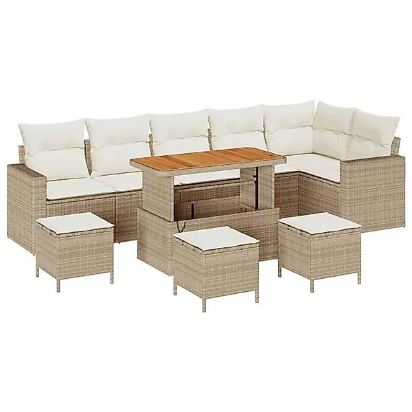 vidaXL Gartensofa-set mit Kissen 12-Tlg Beige und Creme Poly-Rattan 3363591 günstig online kaufen