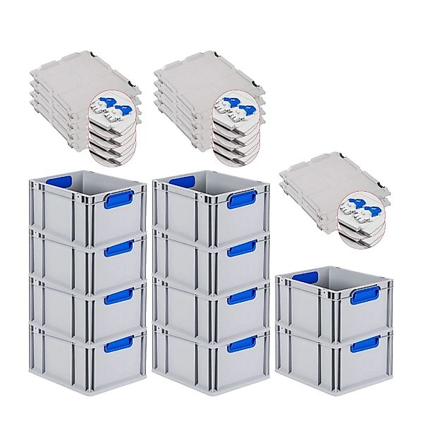 PROREGAL Spar Set 10x Eurobox Nextgen Color Mit Scharnierdeckel & Schiebesc günstig online kaufen