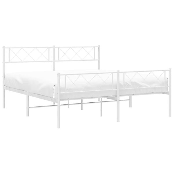 vidaXL Bettgestell mit Kopf- und Fußteil Metall Weiß 140x190 cm 372344 günstig online kaufen