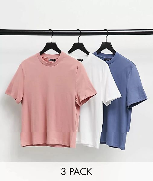 ASOS DESIGN – 3er-Packung T-Shirts aus Bio-Baumwolle-Mehrfarbig günstig online kaufen