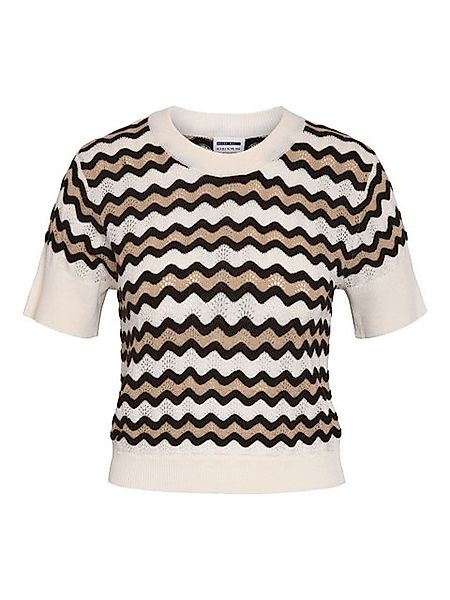 Noisy may T-Shirt Strick mit Zickzackmuster Lochmuster in Naturtönen NMSADI günstig online kaufen