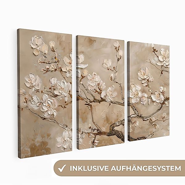 MuchoWow Leinwandbild Beige - Blüte - günstig online kaufen