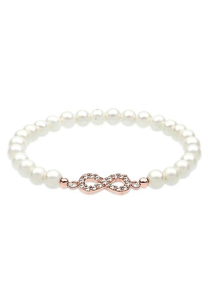 Elli Perlenarmband Infinity Symbol Muschelkernperlen Weiß günstig online kaufen