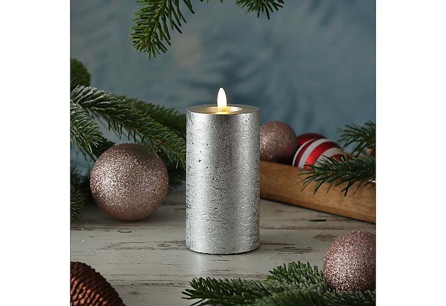 MARELIDA LED-Kerze LINA Rustik Optik Echtwachskerze flackernd Timer H: 15cm günstig online kaufen