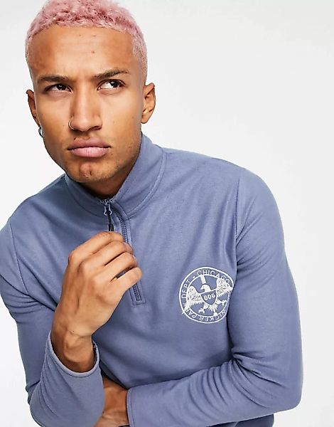 ASOS DESIGN – Oversize-Sweatshirt aus Polar-Fleece in Blau mit kurzem Reißv günstig online kaufen