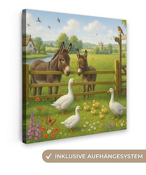 OneMillionCanvasses® Leinwandbild Esel - Gänse - günstig online kaufen