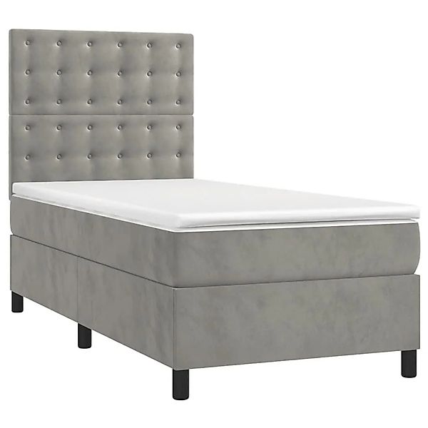 vidaXL Boxspringbett mit Matratze Hellgrau 90x200 cm Samt 3143241 günstig online kaufen