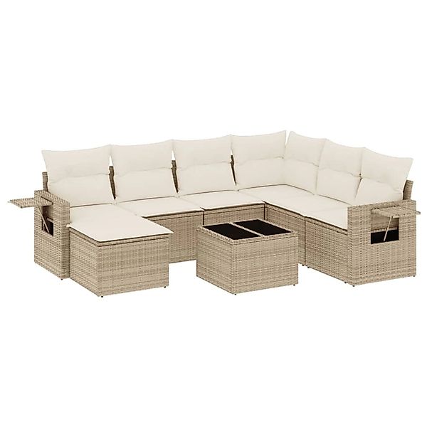 vidaXL 8-Tlg Garten-Sofagarnitur mit Kissen Beige Poly Rattan 3252845 günstig online kaufen