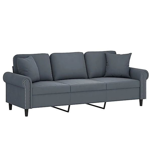 vidaXL 3-Sitzer-Sofa mit Zierkissen Dunkelgrau 180 cm Samt 3200956 günstig online kaufen