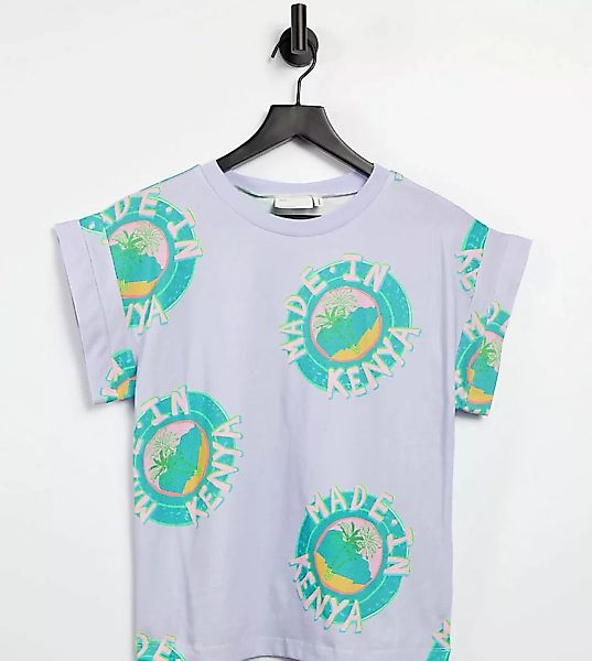 ASOS MADE IN KENYA – T-Shirt aus Jersey mit umgeschlagenen Ärmeln in Trophy günstig online kaufen