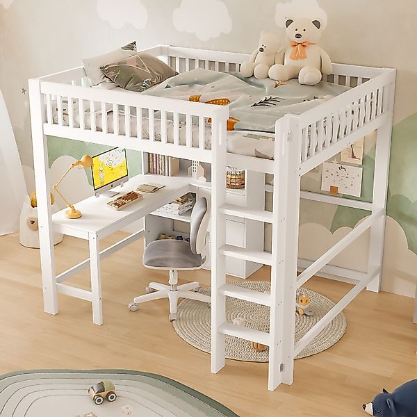 OKWISH Kinderbett Hochbett Funktionsbett (mit Schreibtisch, günstig online kaufen
