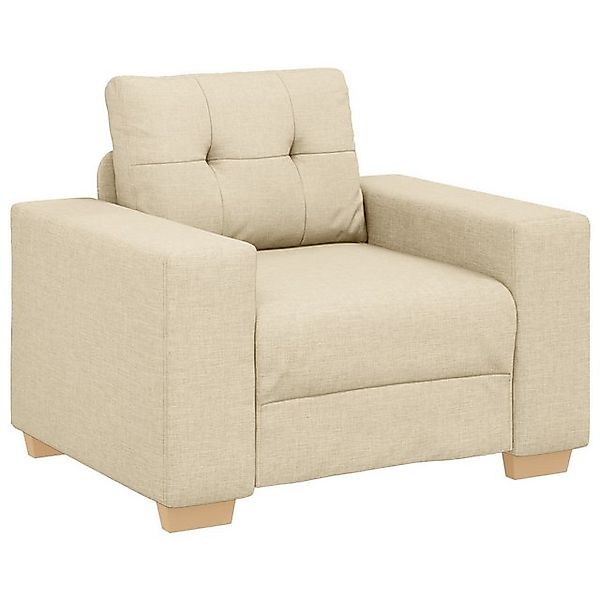 vidaXL Sofa Set von 3 Creme Stoff Groß Dekorative Intarsien Sessel, 3 Teile günstig online kaufen