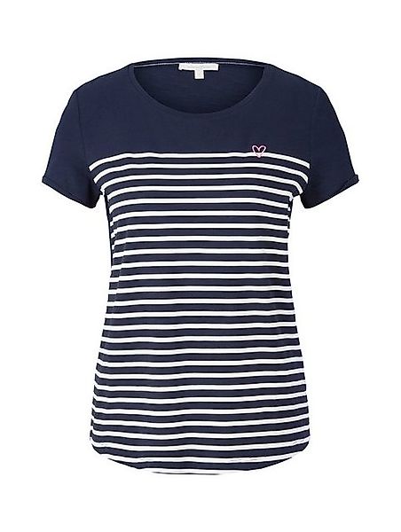 TOM TAILOR Denim T-Shirt Gestreiftes T-Shirt mit kleiner Stickerei  günstig online kaufen