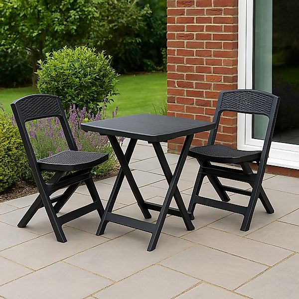 Progarden Gartenstuhl Balkonstuhl Terrassenstuhl Anthrazit Kunststoff günstig online kaufen